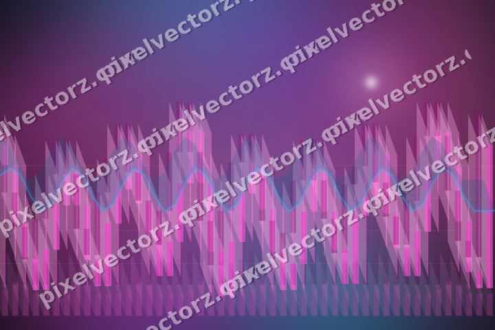 Glowing neon chart background in magenta and purple