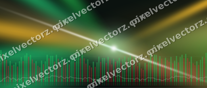 Glowing neon chart background in green and amber