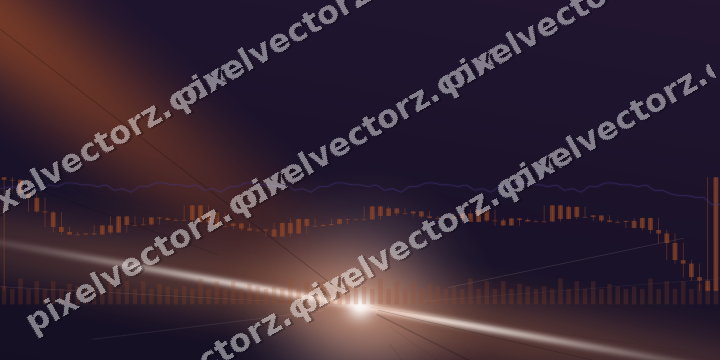 Glowing neon chart background in orange and blue