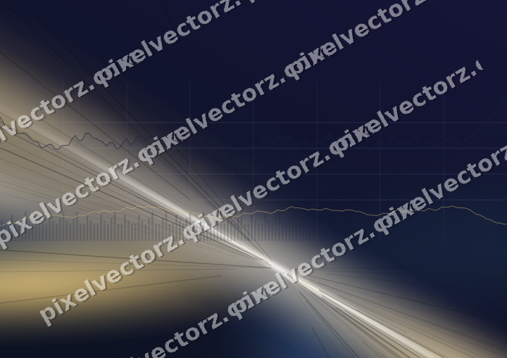 Glowing neon chart background in dark blue and amber