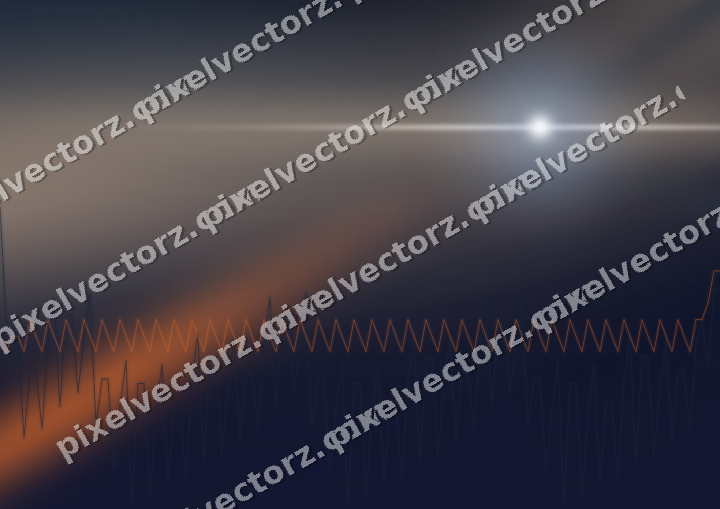 Glowing neon chart background in dark blue and orange