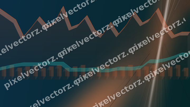 Glowing neon chart background in orange and teal