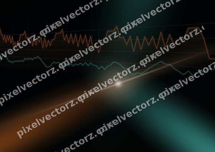 Glowing neon chart background in orange and teal