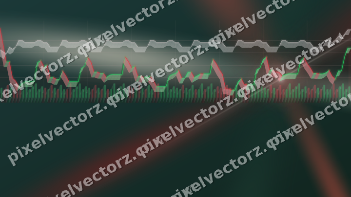 Glowing neon chart background in dark red and dark green