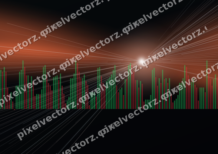 Glowing neon chart background in orange and cyan