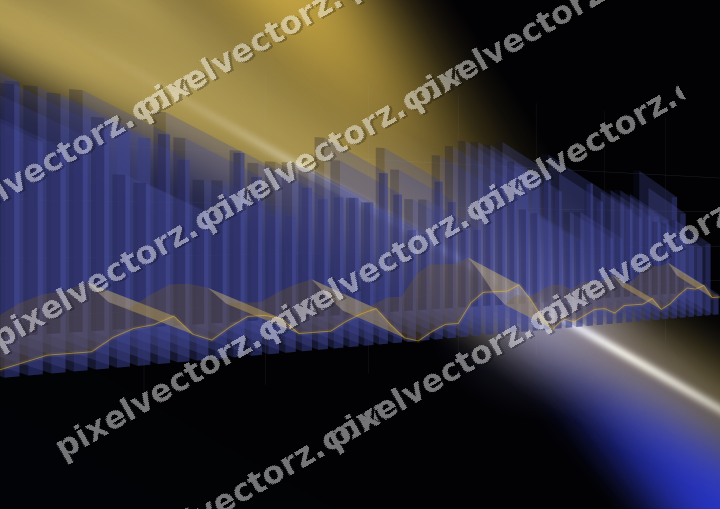 Glowing neon chart background in blue and amber