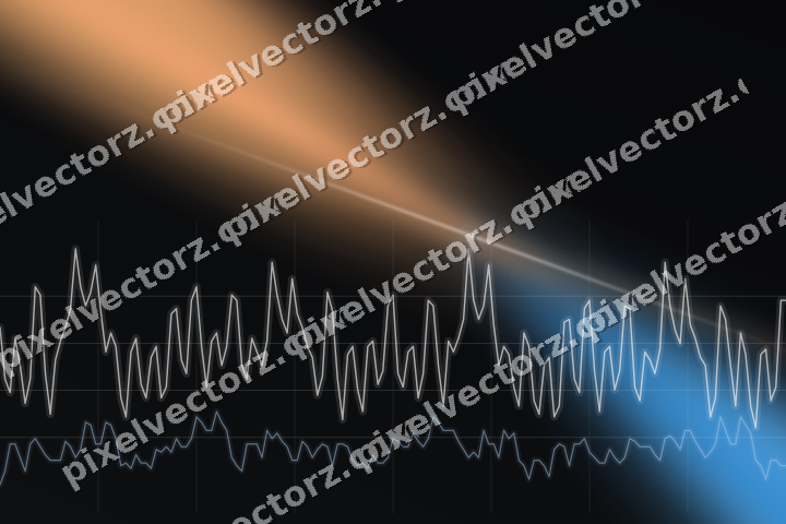 Glowing neon chart background in blue and orange