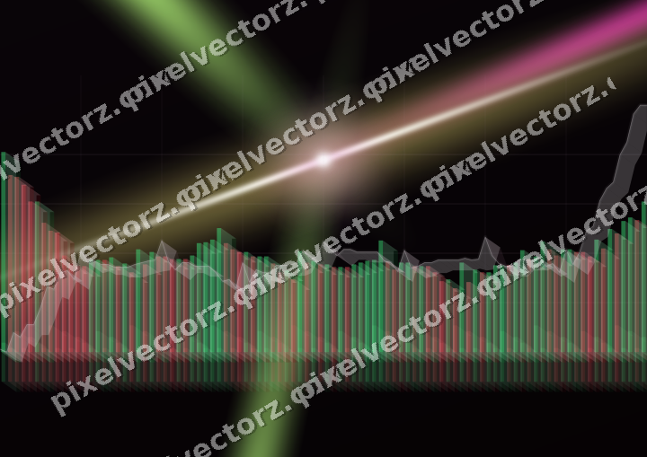 Glowing neon chart background in magenta and lime