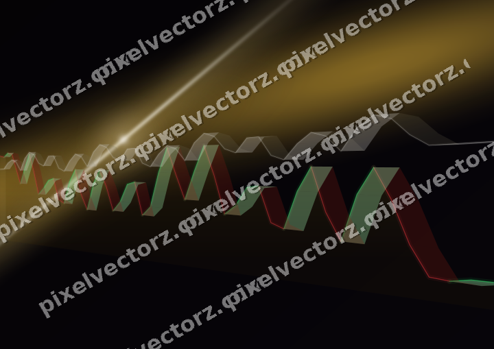 Glowing neon chart background in amber and purple