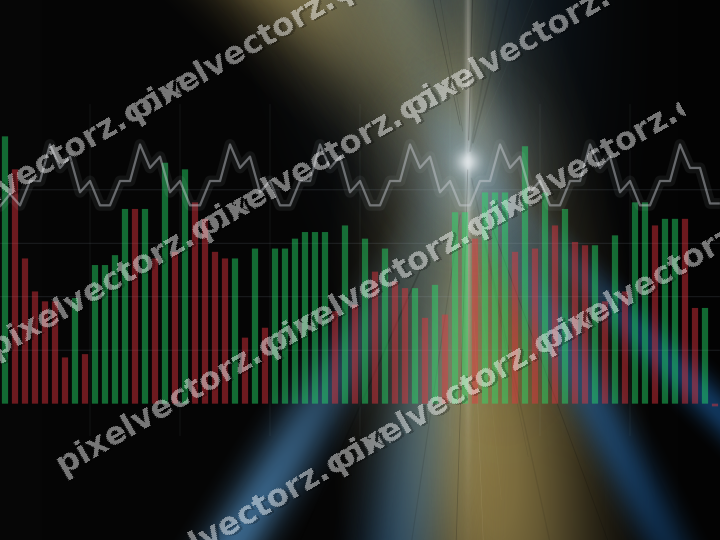 Glowing neon chart background in blue and amber
