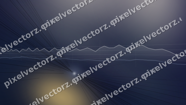 Glowing neon chart background in dark blue and amber