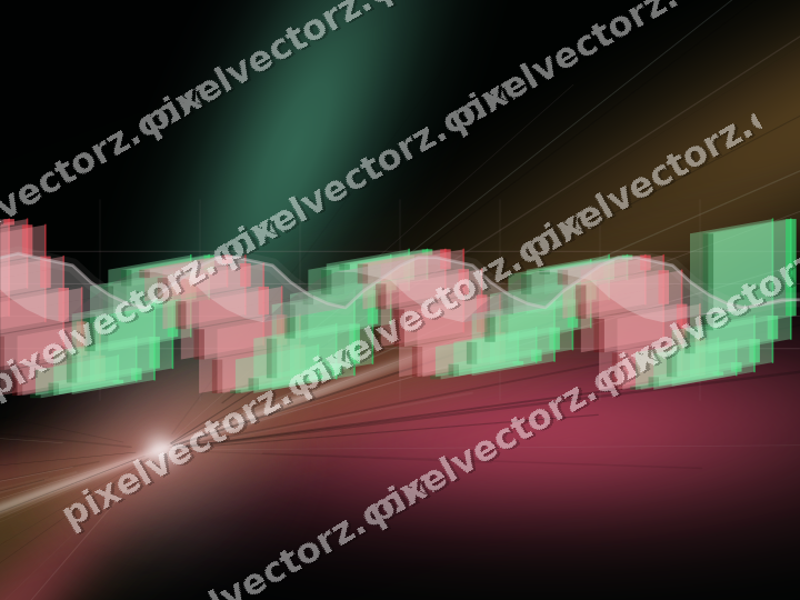 Glowing neon chart background in pink and amber
