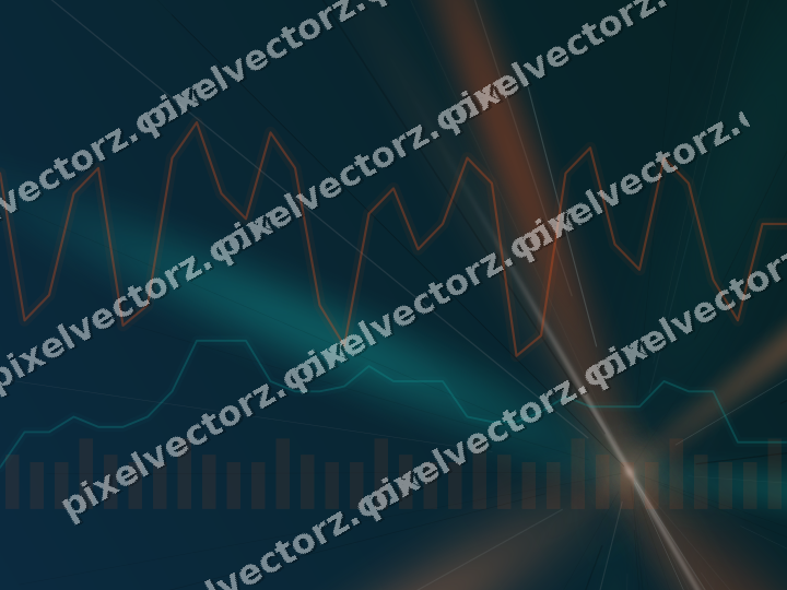 Glowing neon chart background in orange and teal