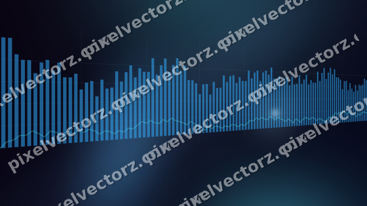 Glowing neon chart background in cyan and blue