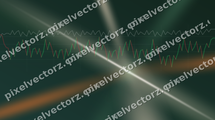 Glowing neon chart background in dark green and orange