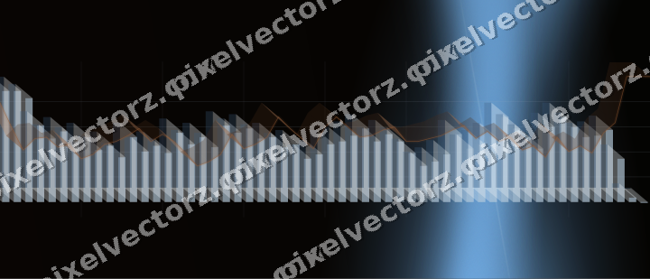Glowing neon chart background in blue and orange