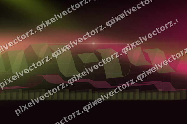 Glowing neon chart background in lime and pink