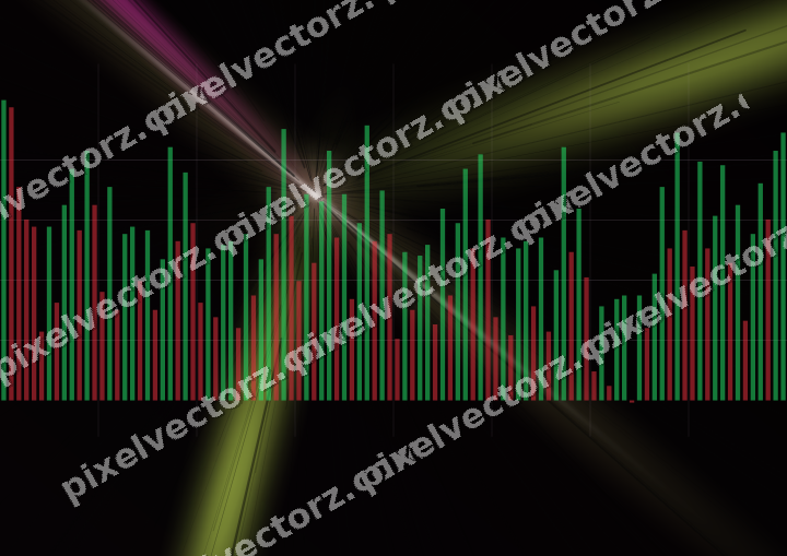 Glowing neon chart background in magenta and lime
