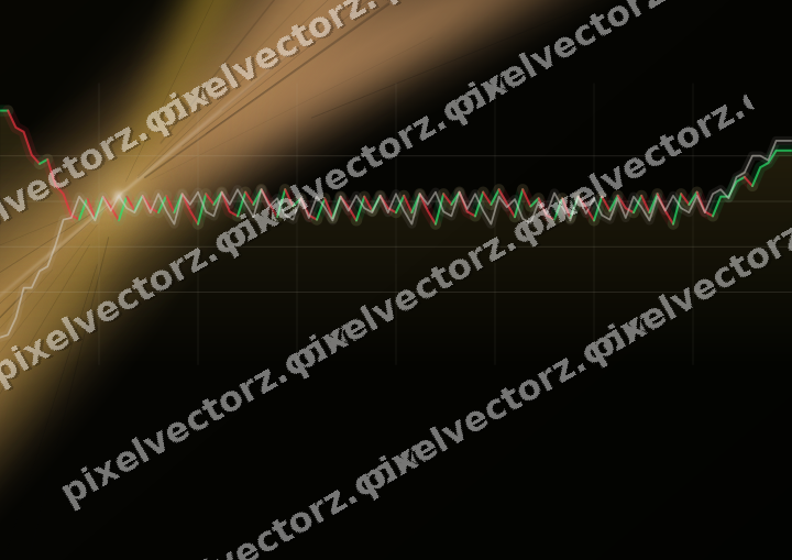 Glowing neon chart background in amber and orange