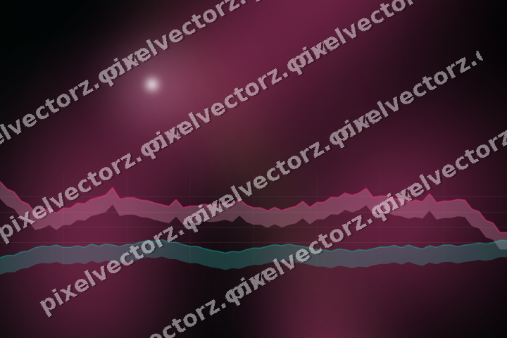 Glowing neon chart background in pink and orange