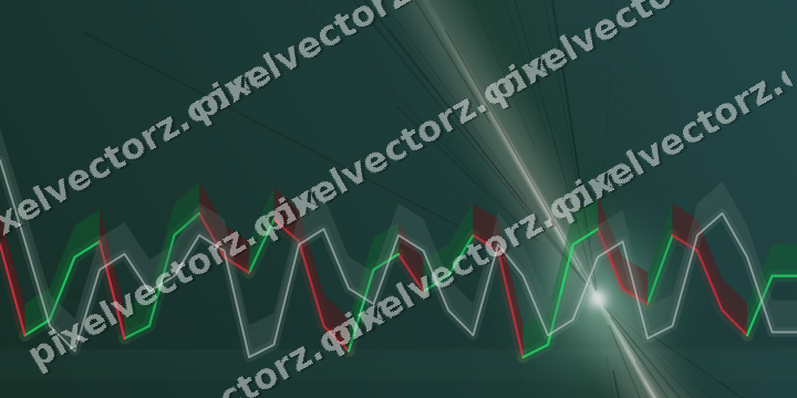 Glowing neon chart background in dark green and red