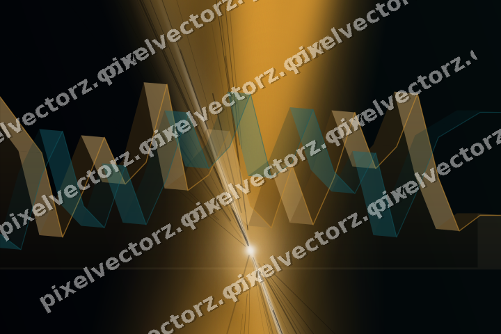 Glowing neon chart background in amber and teal