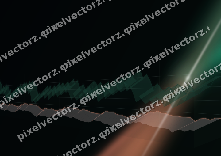 Glowing neon chart background in green and orange