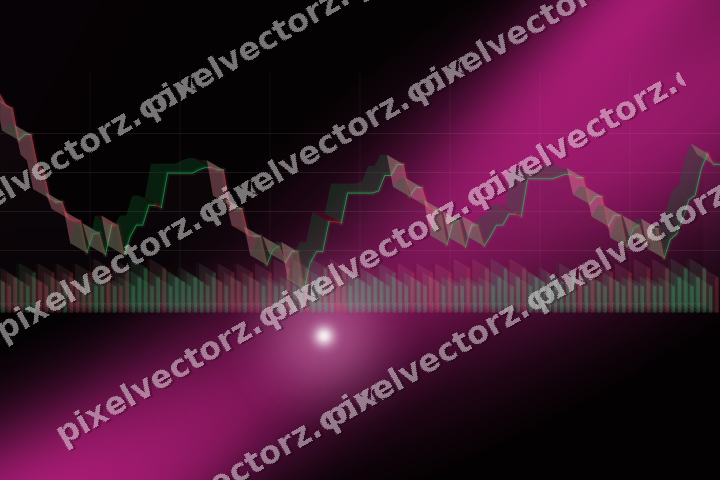 Glowing neon chart background in magenta and pink