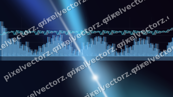 Glowing neon chart background in cyan and blue