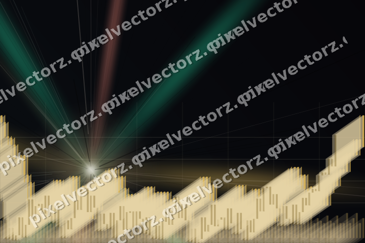 Glowing neon chart background in amber and green