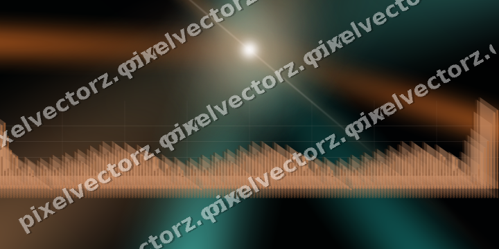Glowing neon chart background in orange and teal