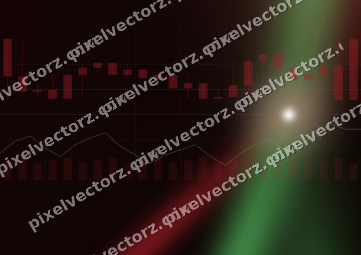 Glowing neon chart background in red and green