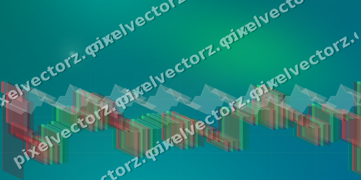 Glowing neon chart background in green and lime