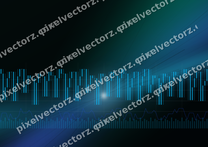 Glowing neon chart background in cyan and teal