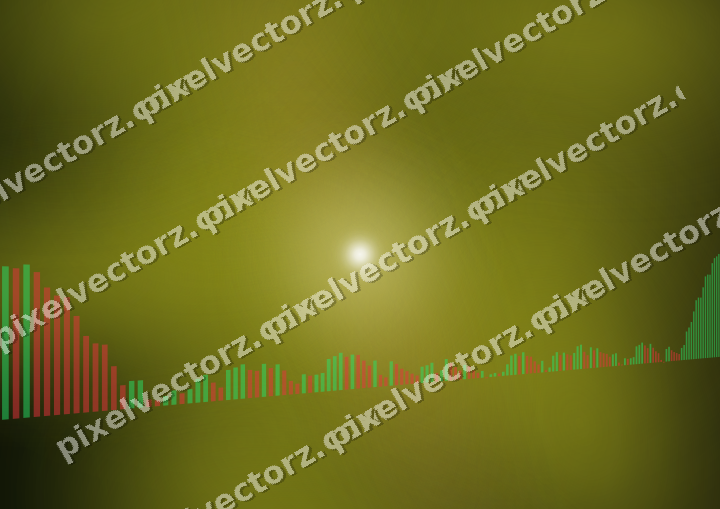 Glowing neon chart background in yellow and red