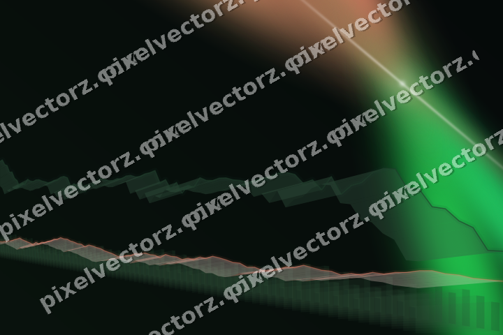 Glowing neon chart background in green and red