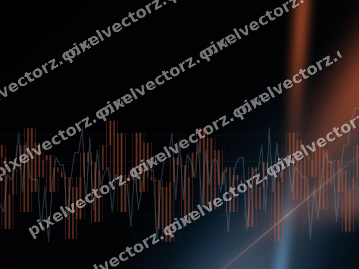 Glowing neon chart background in orange and cyan