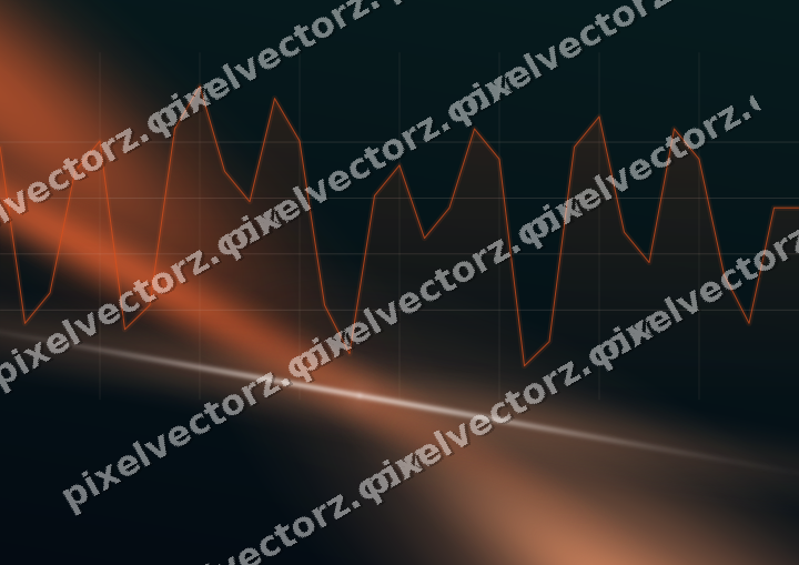Glowing neon chart background in orange and teal