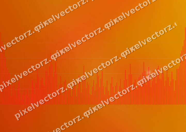 Glowing neon chart background in red and orange