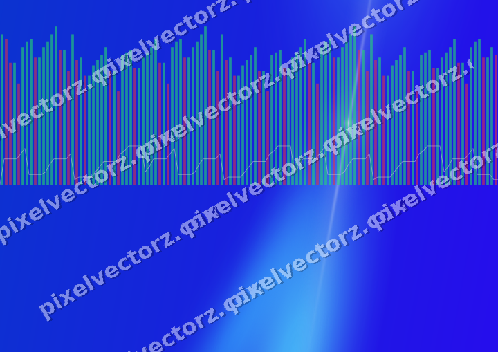 Glowing neon chart background in cyan and blue