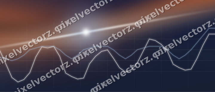 Glowing neon chart background in dark blue and orange