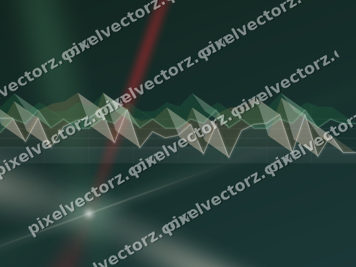 Glowing neon chart background in dark green and red
