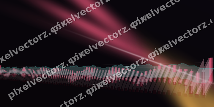 Glowing neon chart background in pink and amber