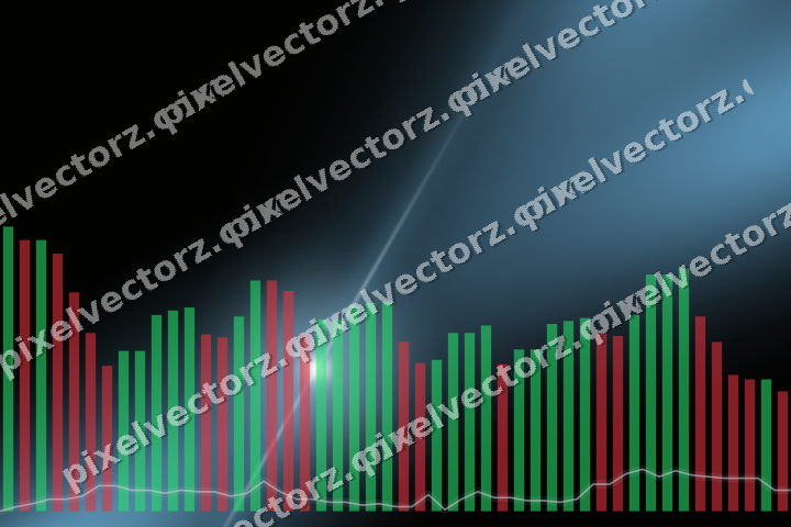 Glowing neon chart background in cyan and red