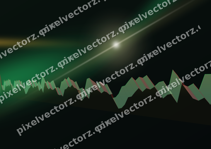 Glowing neon chart background in amber and green