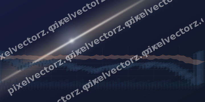 Glowing neon chart background in dark blue and orange