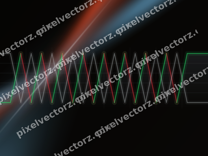 Glowing neon chart background in cyan and red