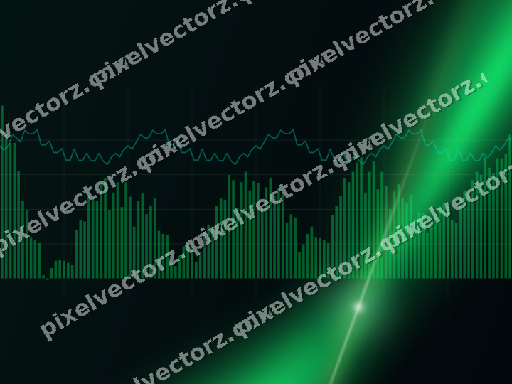 Glowing neon chart background in green and lime