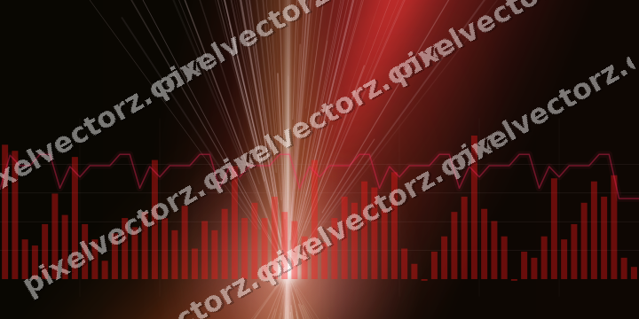 Glowing neon chart background in red and orange