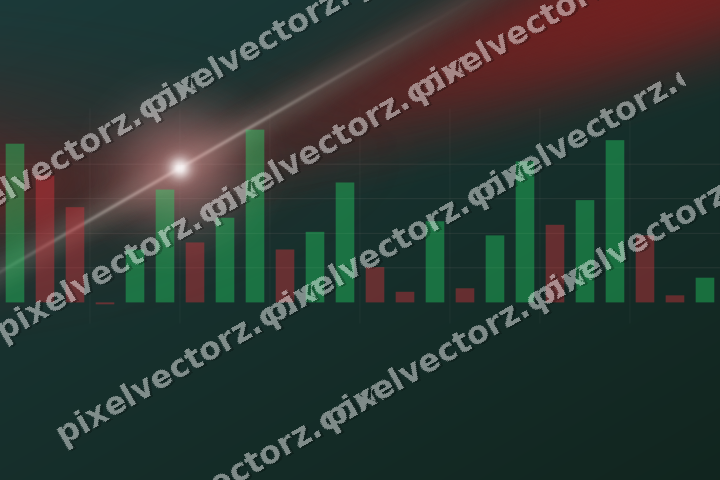 Glowing neon chart background in dark red and dark green
